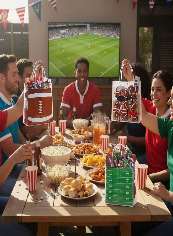 Resholder 30 Pcs Football Clear PVC Gift Bags Bulk 3 Styles Rugby Themed Snack Goodie Bags with Handle for Sport Theme Party Favor, Game Day, Football Birthday Party Supplies, 8 x 8 x 3.15 Inch - Image 5